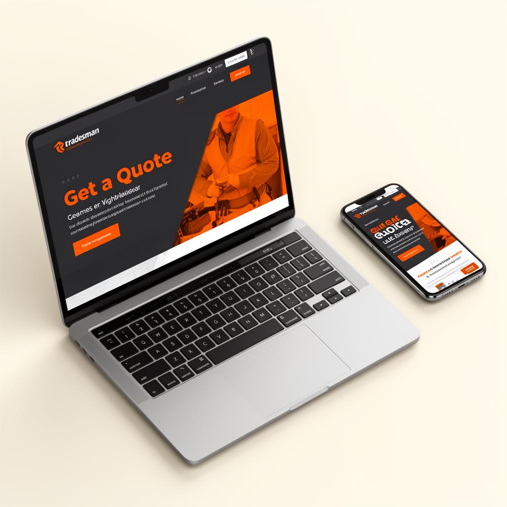 Tradesman website on laptop and phone